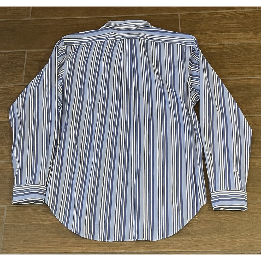 RALPH LAUREN Men's Blue Stripe Classic Fit Long-Sleeve Shirt Button-Down Large - Picture 6 of 6